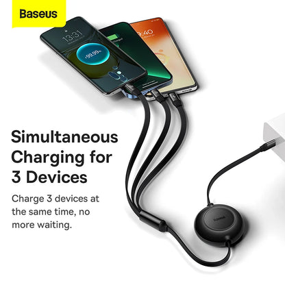 Baseus Retractable 100W 3 in 1 USB C Charge Cable