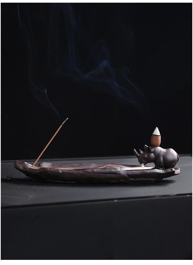 Incense Burner With Elephant Rhino Hippo Design