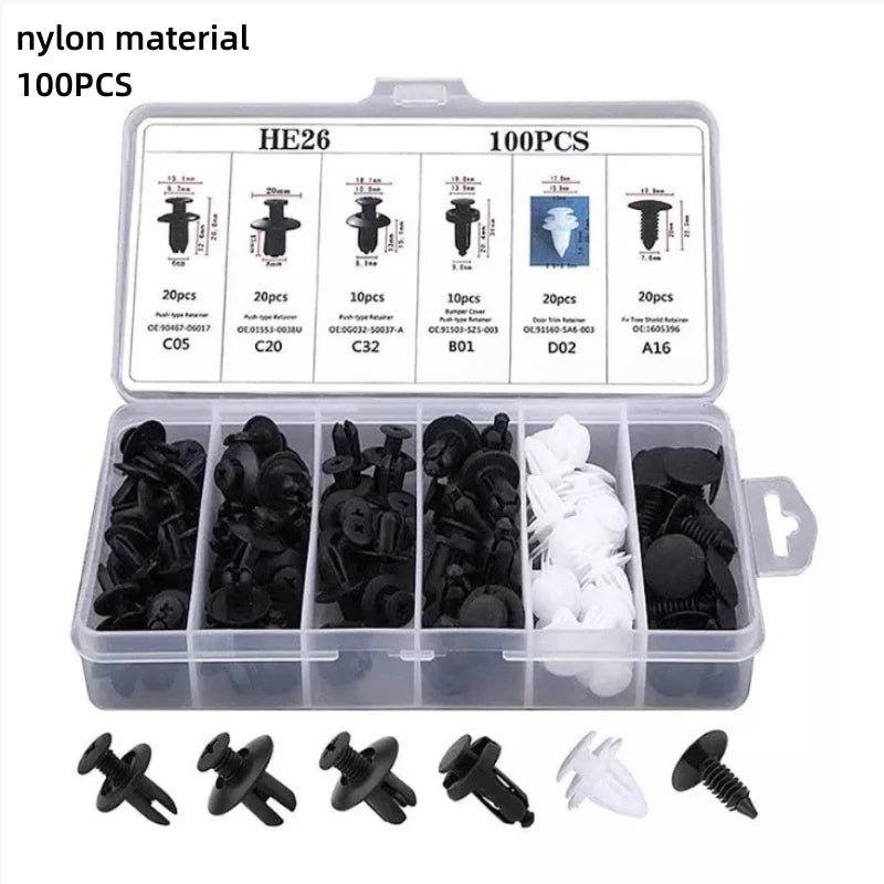 100pcs Auto Fastener Clip Kit Fender Rivet