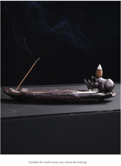 Incense Burner With Elephant Rhino Hippo Design