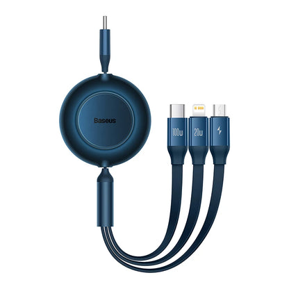 Baseus Retractable 100W 3 in 1 USB C Charge Cable